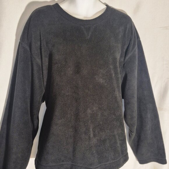 BASIC EDITIONS fleece sweatshirt black in size 2-XL - Picture 1 of 9